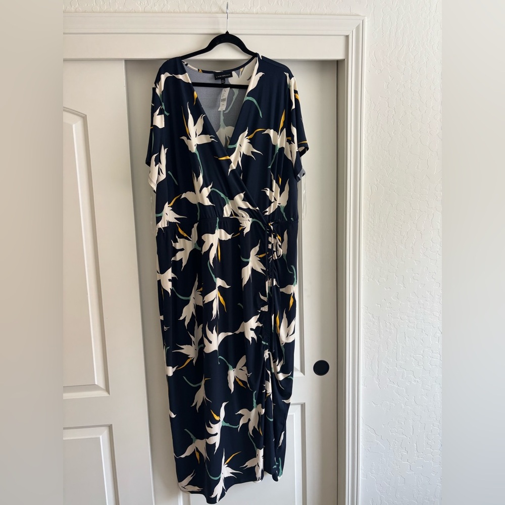 Lane Bryant Asymmetrical Floral Dress - Navy and White